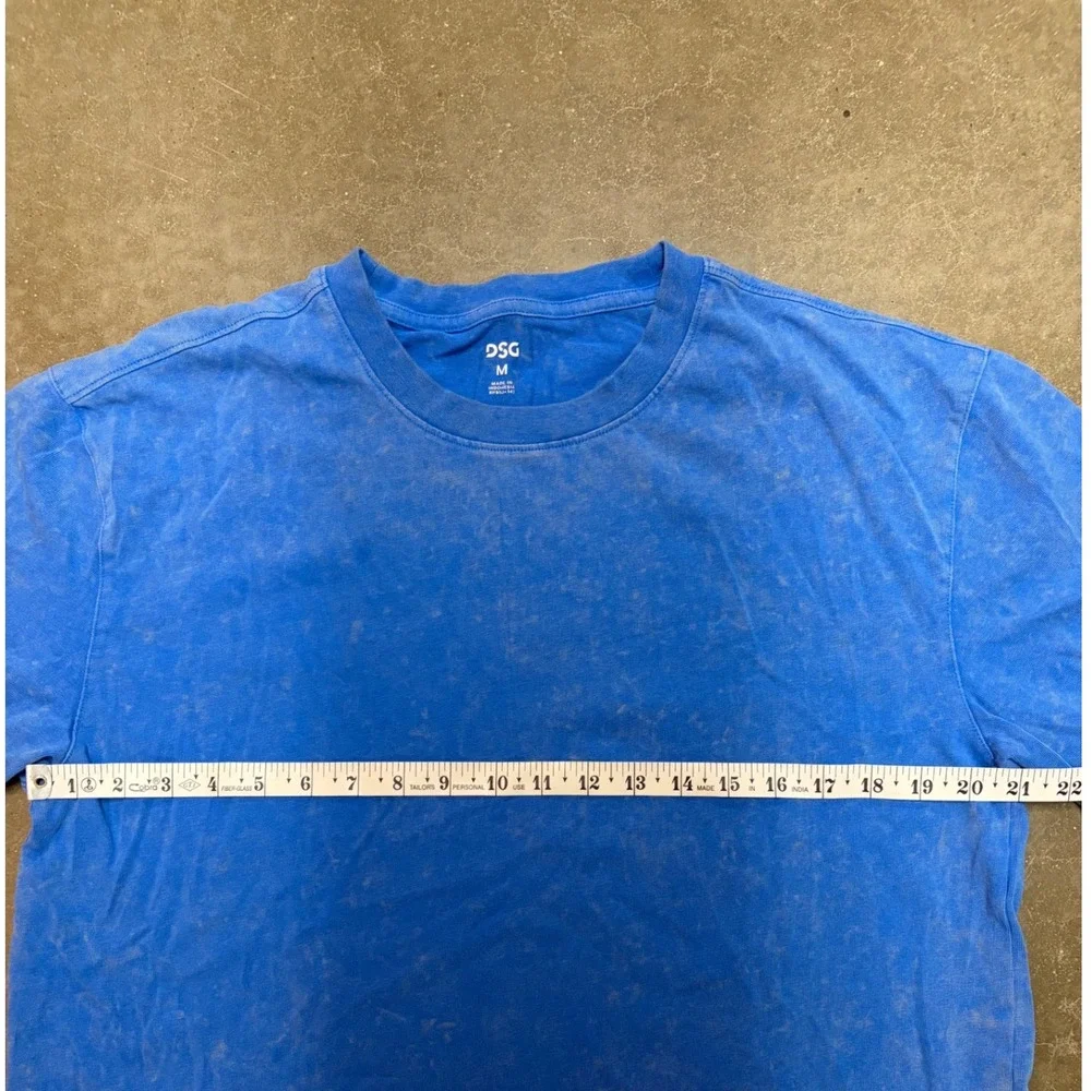 DSG Mens Blue Acid Wash Short Sleeve Crew Neck T-Shirt Size M Logo Tee